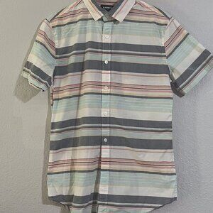 Men's Short Sleeve Stripped Cotton Shirt